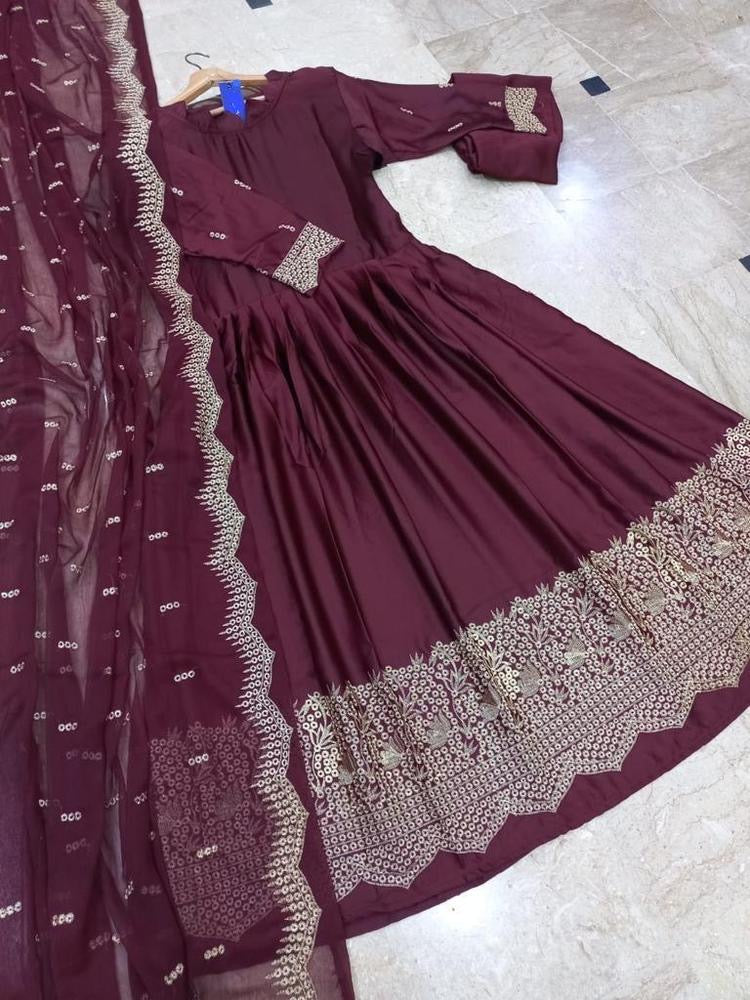 3 pcs women Stitched silk Embroidered maxi