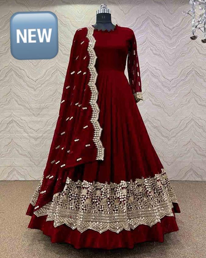 3 pcs women Stitched silk Embroidered maxi